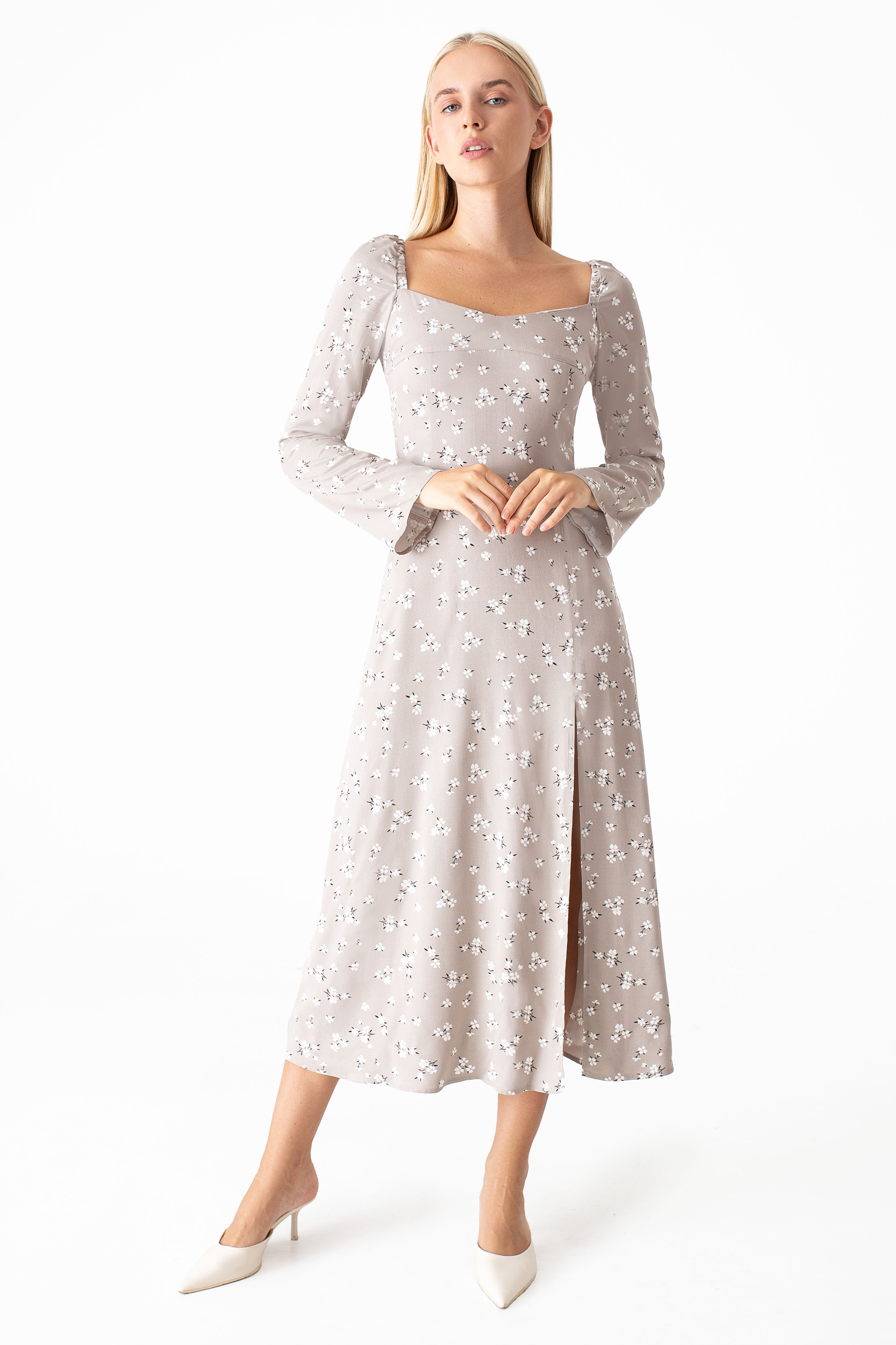 Картинка Сукня міді біла з принтом 